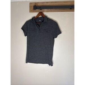 Gap Polo Shirt Dark Heather Grey Short Sleeve With Chest Pockets Men's Large
